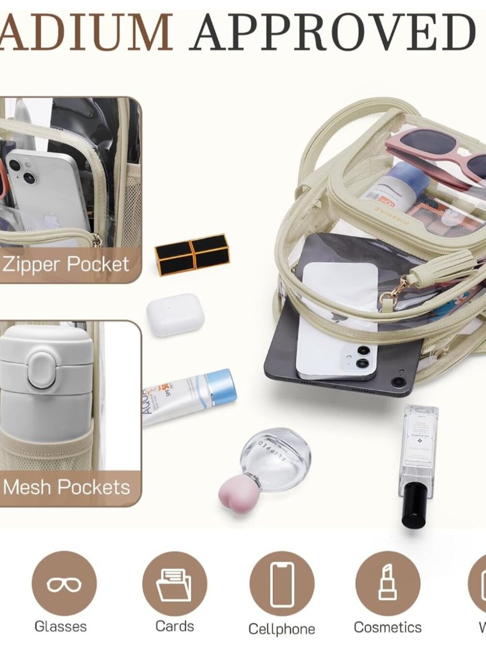 Small Clear Backpack for Stadium Events Anti-theft Mini Clear Bag for Sport Even - Picture 3 of 6